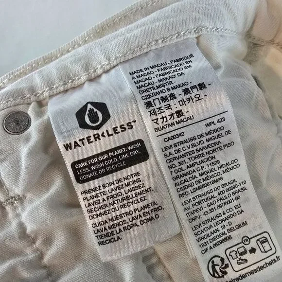 Levi’s 501 Womens 30 White Denim Shorts High Rise Button Fly Cutoff Distressed - Picture 6 of 9